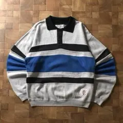 し*う様 90s　マクレガー　襟付き ラガーシャツ風 スウェット　切り替えボーダ