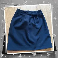 ロペピクニック 上品ネイビー リボン付きタイトスカート 38 通勤