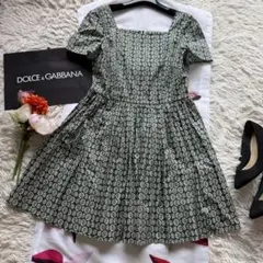 美品】D&G 花柄サロペットワンピース ミニ丈 ティアード 水色 40 