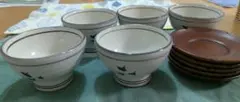 陶器製 湯飲み 茶托　5個セット