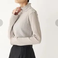 OPAQUE.CLIP シアーハイネックトップス グレー