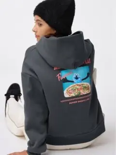 【新品】GU GIRLSヘビーウェイトスウェットパーカJR パペットスンスン L