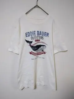 エディーバウアー　Tシャツ　メンズM　白色　割れプリント　綿100％