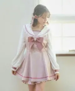 LIZLISA セーラーカラーセットアップ 長袖 ピンク