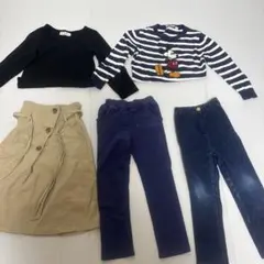 キッズ服5点セット（Tシャツ、セーター、スカート、パンツ）