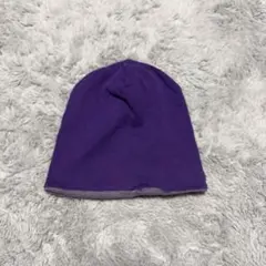 紫 ストライプ ニット帽　リバーシブルタイプ