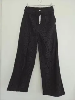 Ungrid ベルト付カラーレースパンツ M BK
