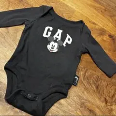 【美品】babyGap × ディズニー GAPロゴ ボディスーツ　黒　0-3m