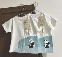 タグ付新品 無印良品 ジャイアントパンダ 半袖Tシャツ お揃いコーデ 2枚セット