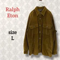 ラルフイートン【L】コーデュロイ長袖シャツ カジュアル ブラウン 無地 アメカジ