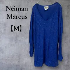 一点物⭐︎ Neiman Marcus 【M】青色 Vネック セーター 長袖