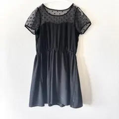wclosetドット柄シースルーチュニックブラウス　ブラックのサムネイル