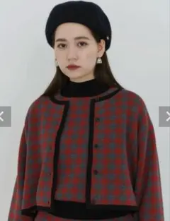 TINAJOJUN チェック柄ニットカーディガン