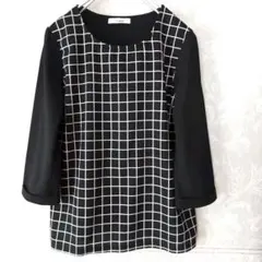 [Ledual]チェック柄 7分袖チュニック Lサイズ