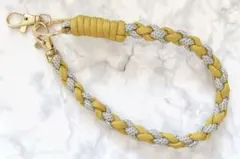 PS19 パラコード　スマホストラップ　イエロー　くすみ　グレー　ギフト