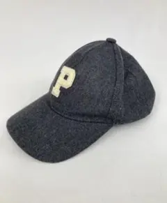 【ヴィンテージ風】Pロゴ ウールキャップ チャコールグレー