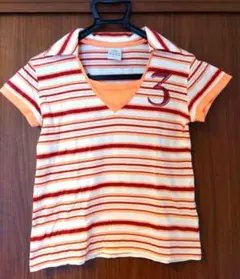 アディダス レディース半袖ポロシャツ 重ね着風 Sサイズ スキッパー