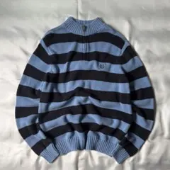 00s old CHAPS ボーダー ハーフジップ コットンニット 短丈◎のサムネイル