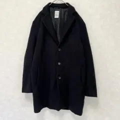 バックナンバー チェスターコート L メンズ 黒 ブラック ロングコート 古着