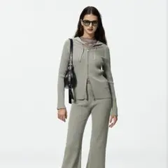 GU リブニットダブルジップパーカ　Sサイズ