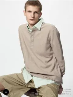 【未使用品※試着と洗濯のみ】UNIQLOワッフルヘンリーネック ベージュ M