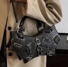 ■ゴシック調 コウモリ型 2WAY ショルダーバッグ ハンドバッグ 黒■蝙蝠型■