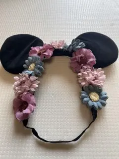 ミッキー耳 花飾り カチューシャ