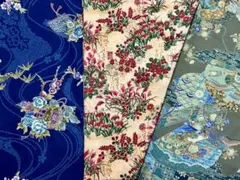 和柄　綿プリント生地　3種セット①