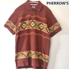 【美品】フェローズ　Pherrow's ネイティブ柄 ポロシャツ ブラウン　XLのサムネイル