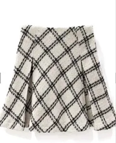 GRL mei37チェック柄ツイードフレアスカート