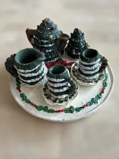ミニチュアティーセット 陶器製 クリスマス柄