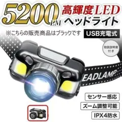 【未使用品】【ヘッドライト】【ブラック】【LED】防水 USB充電式 高輝度のサムネイル
