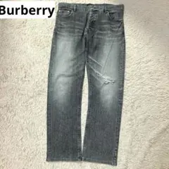 バーバリーブラックレーベル　ジーンズ　82 ダメージ　グレー　赤タグ