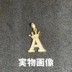 ネックレスチャームヘッドクラウン ゴールド イニシャル 推し活 アクセサリー A
