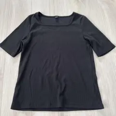 UNIQLO ブラック 半袖 リブシャツ L