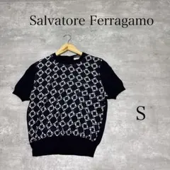 良品 Salvatore Ferragamo 半袖 異素材切り替え セーターのサムネイル