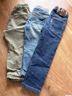 キッズ服3点セット（カーキ・デニム）