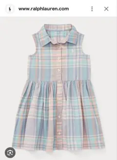 【美品】ラルフローレン チェック柄 ノースリーブ ワンピース 12M パンツ付き
