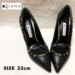 D. IANA スタッズ付きレザー ポインテッドトゥパンプス 22cm ブラック