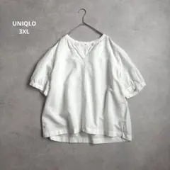 ユニクロ　リネンブレンドボリュームブラウス オフホワイト　3XL⚪︎466432のサムネイル