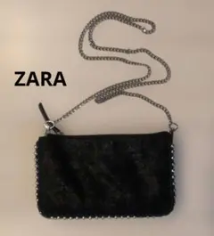 ZARA ショルダーバッグ ブラック スタッズ チェーン