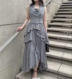 SNIDEL デザインジレ× アシメントリーティアードキャミワンピース