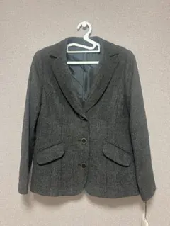 【美品】テーラードジャケット レディース L グレー きれいめ オフィス