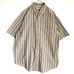 2962　エルエルビーン　半袖　シャツ　ストライプ　ベージュ