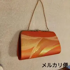 オレンジ 金色 和装用 バッグ 着物 小物