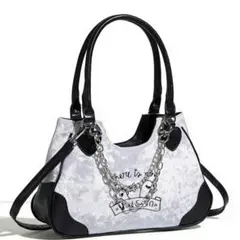 ホワイト ブラック チェーン ハンドバッグ