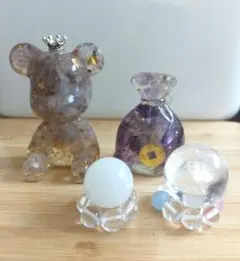 天然石 イットリウムフローライト お花 カービング スフィア台座