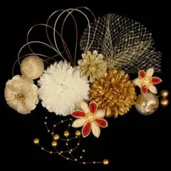 和装 髪飾り S 赤白剣花 ゴールド 成人式 結婚式 卒業式 振袖 袴