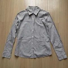 無印良品　茶色と白のギンガムチェック長袖シャツ S