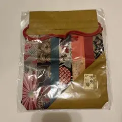 和風デザイン 巾着袋 マルチカラー　古布　匠佑